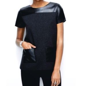 Ann Taylor faux leather shirt with front pockets